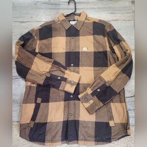 Carhartt Brown Flannel Shirt Jacket Fleece Lined L New